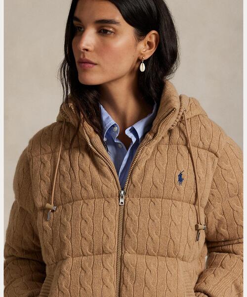 POLO RALPH LAUREN(ポロ ラルフ ローレン)の「ケーブルニット ウールカシミヤ キルテッド ジャケット(その他アウター・レディース・ブラウン系5・XXS/XS/S/M/L)」の6枚目の写真