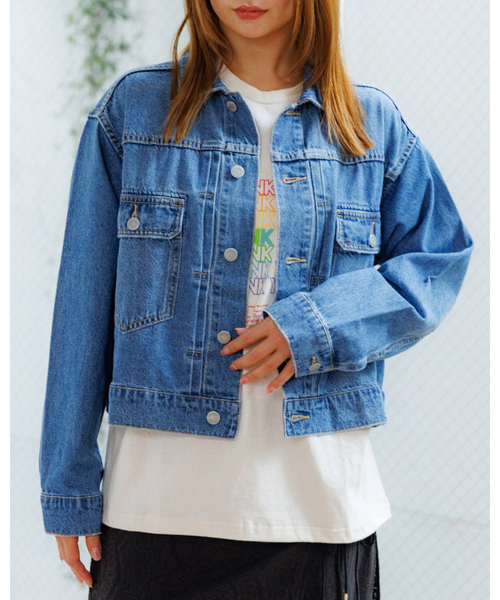 Rouge vif la cle(ルージュヴィフラクレ)の「【Le Melange/ル・メランジュ】80ozデニムジャケット/#8543801/デニム/ジャケット/ショート丈【WEB限定】(ブルゾン・レディース・インディゴブルー/ライトブルー・フリー)」の1枚目の写真