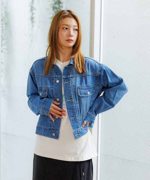 Rouge vif la cle(ルージュヴィフラクレ)の「【Le Melange/ル・メランジュ】80ozデニムジャケット/#8543801/デニム/ジャケット/ショート丈【WEB限定】(ブルゾン・レディース・インディゴブルー/ライトブルー・フリー)」の3枚目の写真