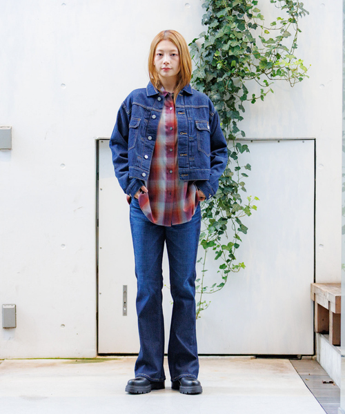 Rouge vif la cle(ルージュヴィフラクレ)の「【Le Melange/ル・メランジュ】80ozデニムジャケット/#8543801/デニム/ジャケット/ショート丈【WEB限定】(ブルゾン・レディース・インディゴブルー/ライトブルー・フリー)」の7枚目の写真