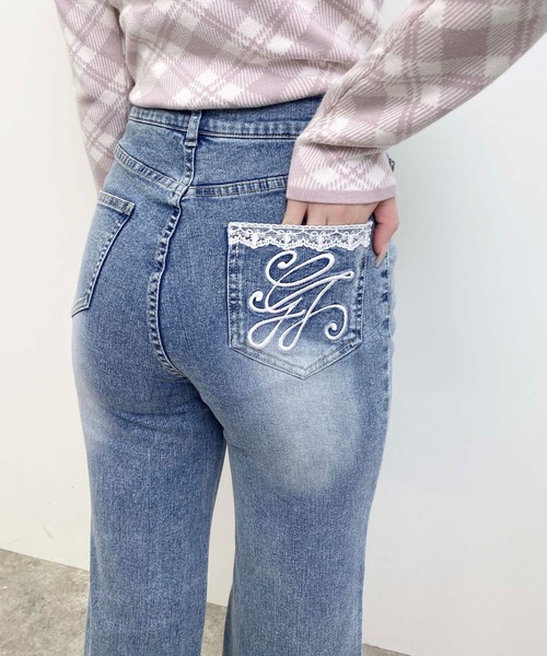 INGNI(イング)の「【WEB限定】ポケット刺繍フレアデニムパンツ(デニムパンツ・レディース・インディゴブルー/ブルー系その他/グレー・M/S)」の9枚目の写真