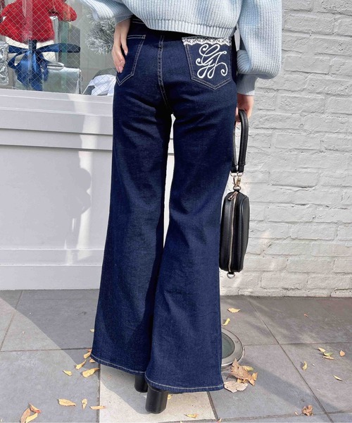 WEB限定】ポケット刺繍フレアデニムパンツ（デニムパンツ）｜INGNI