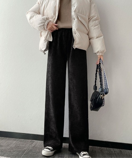 shoppinggo（ショッピングゴー）の「裏起毛パンツ 選べる2タイプ ワイドパンツ ジョガーパンツ レディース ストレート（その他パンツ・レディース・ブラック/ブラック系その他・FREE）」の9枚目の写真