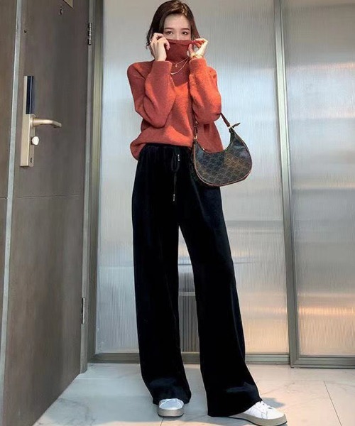 shoppinggo（ショッピングゴー）の「裏起毛パンツ 選べる2タイプ ワイドパンツ ジョガーパンツ レディース ストレート（その他パンツ・レディース・ブラック/ブラック系その他・FREE）」の8枚目の写真