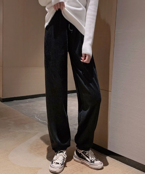 shoppinggo（ショッピングゴー）の「裏起毛パンツ 選べる2タイプ ワイドパンツ ジョガーパンツ レディース ストレート（その他パンツ・レディース・ブラック/ブラック系その他・FREE）」の7枚目の写真