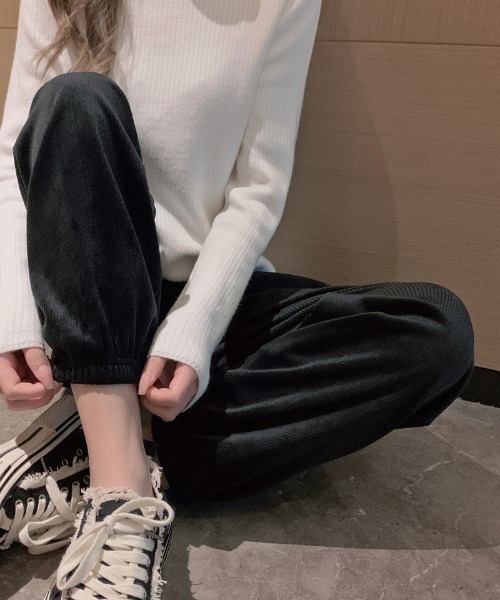 shoppinggo（ショッピングゴー）の「裏起毛パンツ 選べる2タイプ ワイドパンツ ジョガーパンツ レディース ストレート（その他パンツ・レディース・ブラック/ブラック系その他・FREE）」の6枚目の写真