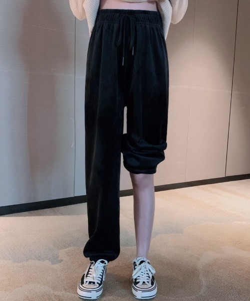 shoppinggo（ショッピングゴー）の「裏起毛パンツ 選べる2タイプ ワイドパンツ ジョガーパンツ レディース ストレート（その他パンツ・レディース・ブラック/ブラック系その他・FREE）」の5枚目の写真