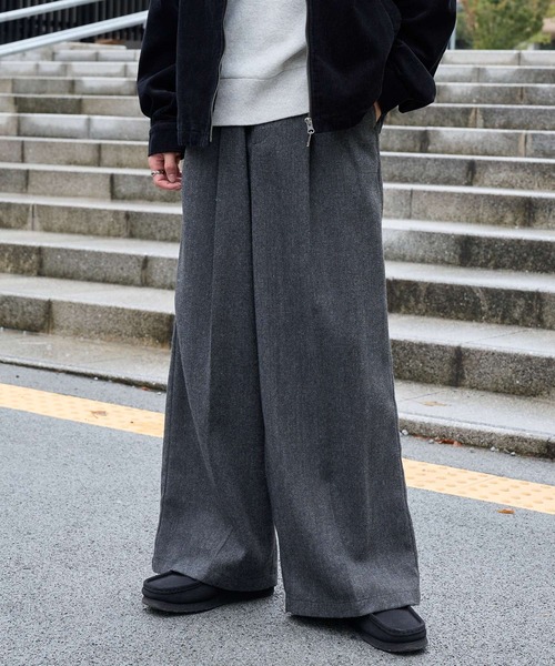 セール】ファンクションテックツイード ワイドストレートスラックス