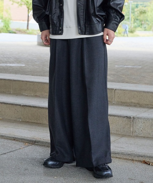セール】ファンクションテックツイード ワイドストレートスラックス
