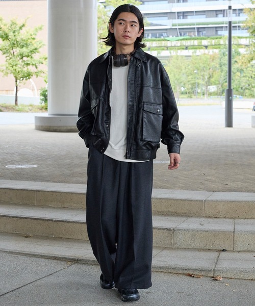 セール】ファンクションテックツイード ワイドストレートスラックス