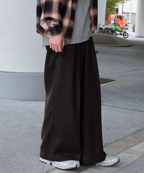 セール】ファンクションテックツイード ワイドストレートスラックス