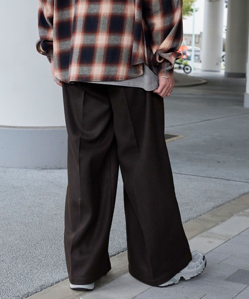 ファンクションテックツイード ワイドストレートスラックスパンツ<UV