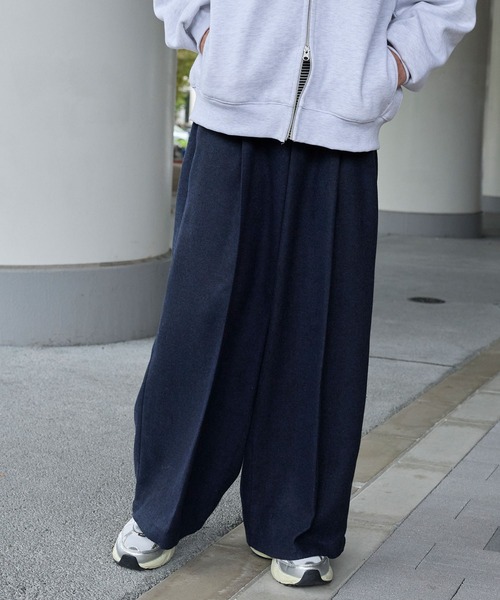 ファンクションテックツイード ワイドストレートスラックスパンツ<UV