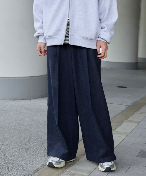 ワイドストレートスラックスパンツ ファンクションテックツイード ワイドストレートスラックスパンツ<UV