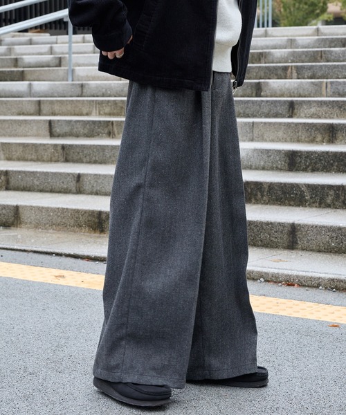 ファンクションテックツイード ワイドストレートスラックスパンツ<UV