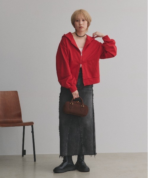 ad thie（アドティエ）の「ダブルジップ スウェットパーカー（パーカー・レディース・ブラウン/チャコール/ブラック/レッド/杢グレー/オートミール・MEDIUM/LARGE）」の10枚目の写真