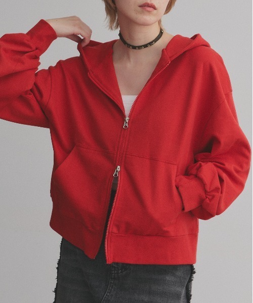 ad thie（アドティエ）の「ダブルジップ スウェットパーカー（パーカー・レディース・ブラウン/チャコール/ブラック/レッド/杢グレー/オートミール・MEDIUM/LARGE）」の12枚目の写真