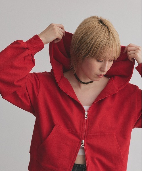 ad thie（アドティエ）の「ダブルジップ スウェットパーカー（パーカー・レディース・ブラウン/チャコール/ブラック/レッド/杢グレー/オートミール・MEDIUM/LARGE）」の14枚目の写真