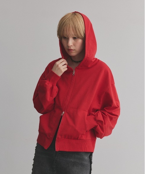 ad thie（アドティエ）の「ダブルジップ スウェットパーカー（パーカー・レディース・ブラウン/チャコール/ブラック/レッド/杢グレー/オートミール・MEDIUM/LARGE）」の16枚目の写真