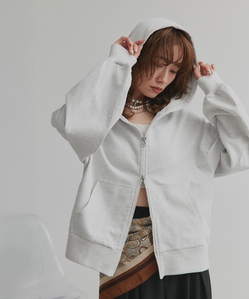 ad thie(アドティエ)の「ダブルジップ スウェットパーカー(パーカー・レディース・ブラウン/チャコール/ブラック/レッド/杢グレー/オートミール/ピンク/アイボリー・MEDIUM/LARGE)」の15枚目の写真