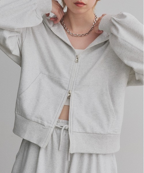 ad thie（アドティエ）の「ダブルジップ スウェットパーカー（パーカー・レディース・ブラウン/チャコール/ブラック/レッド/杢グレー/オートミール・MEDIUM/LARGE）」の7枚目の写真