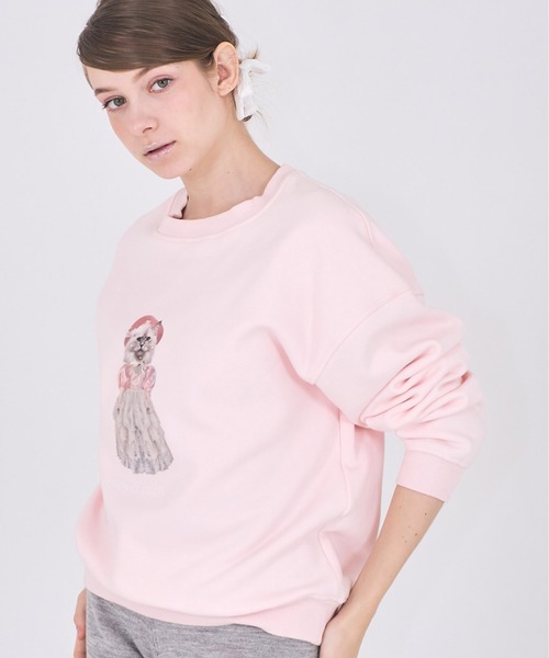 mieya mieya(ミーヤミーヤ)の「【mieya mieya】chaton sweat /シャトンスウェット(スウェット・レディース・ピンク/ブラック・FREE)」の12枚目の写真