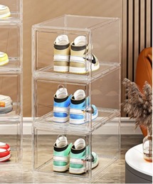 【 Jelly moo / ジェリームー 】 組み立て式 クリア シューズボックス / スニーカー収納 / マルチ収納ボックス