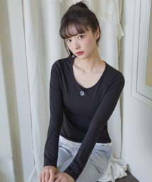 A'GEM/9 × .kom 『muah muah/ムーアムーア』 STITCH LOGO LACE LONG SLEEVE TEE/ステッチロゴ レース長袖Tシャツ