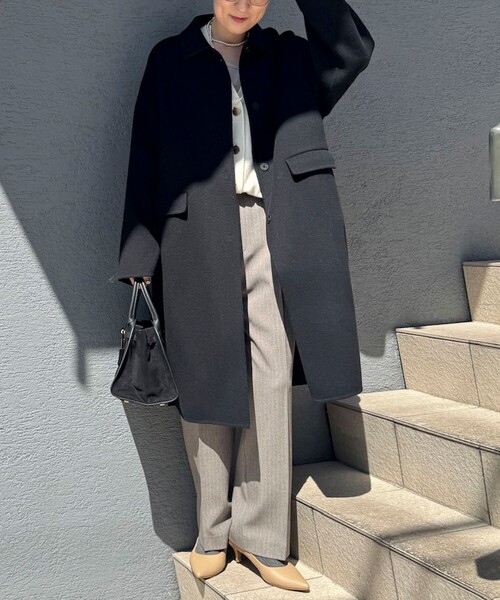 NOLLEY’S Sophi(ノーリーズソフィ)の「SUPER140リバーステンカラーコート(ステンカラーコート・レディース・ブラック/カーキ/ベージュ・38/36)」の21枚目の写真