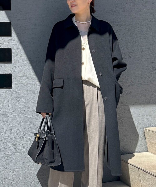 NOLLEY’S Sophi(ノーリーズソフィ)の「SUPER140リバーステンカラーコート(ステンカラーコート・レディース・ブラック/カーキ/ベージュ・38/36)」の19枚目の写真