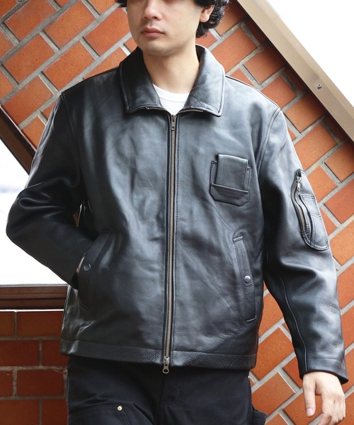 セール】フランスタイプ フライトクルーレザージャケット（ミリタリー