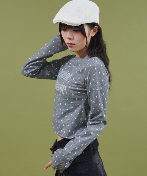 dispark（ディスパーク）の「DISPARK/【25年秋冬新作】スターラメロゴトップ（Tシャツ/カットソー・レディース・グレー/チャコール・FREE）」の10枚目の写真