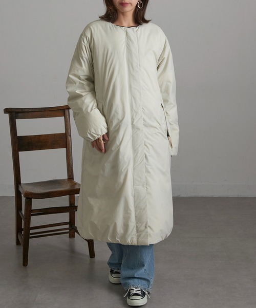 NANGA(ナンガ)の「【NANGA】NO COLLAR DOWN COAT ND2442-1C600(ダウンジャケット/コート・レディース・カーキ/アイボリー/ブラック・L/M/S)」の16枚目の写真