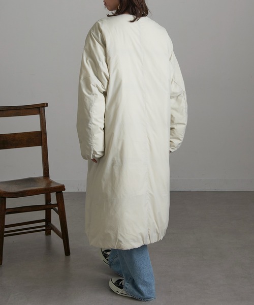 NANGA(ナンガ)の「【NANGA】NO COLLAR DOWN COAT ND2442-1C600(ダウンジャケット/コート・レディース・カーキ/アイボリー/ブラック・L/M/S)」の14枚目の写真