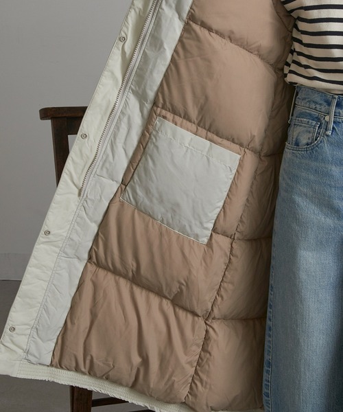NANGA(ナンガ)の「【NANGA】NO COLLAR DOWN COAT ND2442-1C600(ダウンジャケット/コート・レディース・カーキ/アイボリー/ブラック・L/M/S)」の8枚目の写真