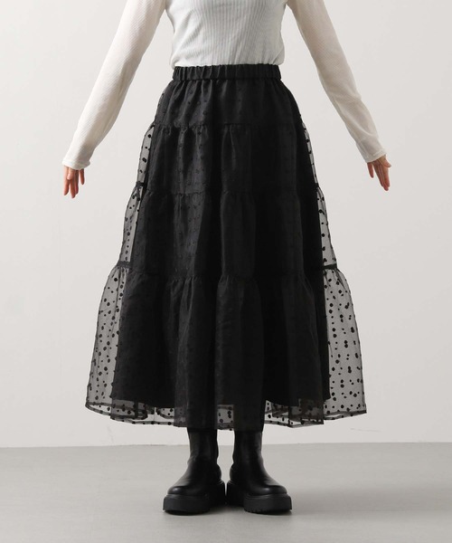 Gready Brilliant（グレディブリリアン）の「刺繍オーガンティアードスカート（スカート・レディース・ブラウン/ブラック・38）」の10枚目の写真