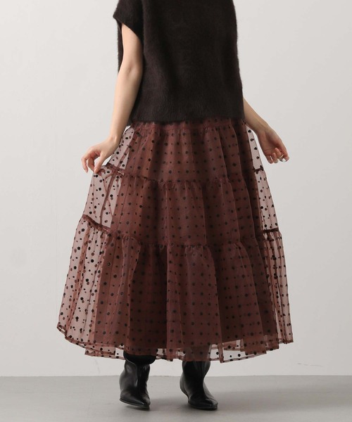 Gready Brilliant（グレディブリリアン）の「刺繍オーガンティアードスカート（スカート・レディース・ブラウン/ブラック・38）」の14枚目の写真