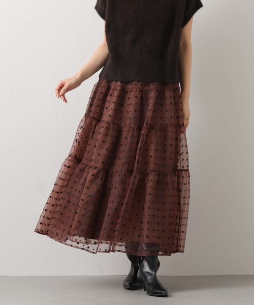 Gready Brilliant（グレディブリリアン）の「刺繍オーガンティアードスカート（スカート・レディース・ブラウン/ブラック・38）」の11枚目の写真