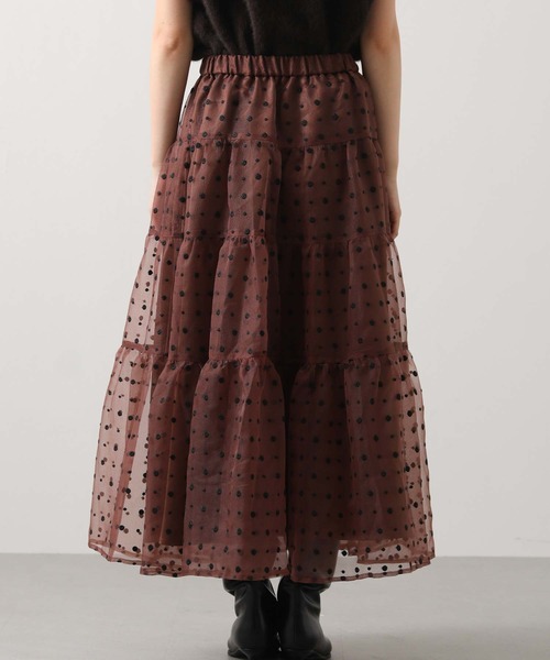 Gready Brilliant（グレディブリリアン）の「刺繍オーガンティアードスカート（スカート・レディース・ブラウン/ブラック・38）」の7枚目の写真