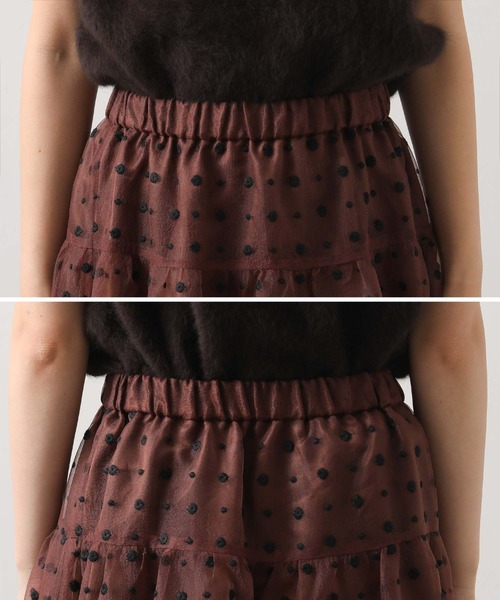 Gready Brilliant（グレディブリリアン）の「刺繍オーガンティアードスカート（スカート・レディース・ブラウン/ブラック・38）」の8枚目の写真