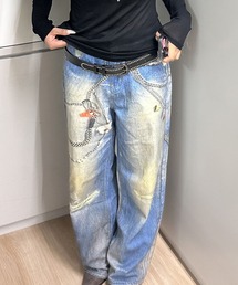 Judin（ジュディン）の「Denim print wide pants【JD】（デニムパンツ）」