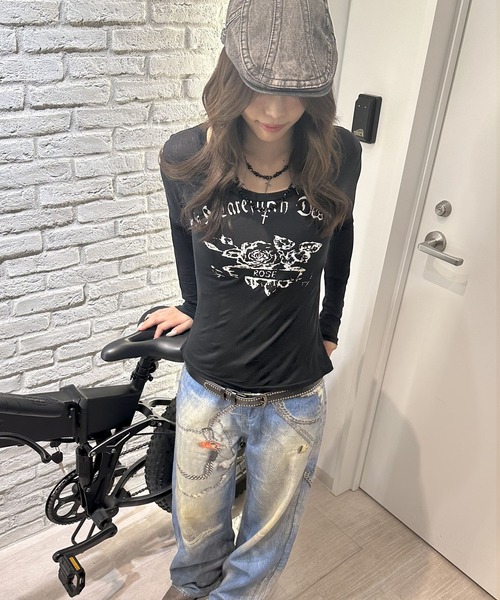 Judin（ジュディン）の「Denim print wide pants【JD】（デニムパンツ・レディース・ブルー・S/M）」の11枚目の写真