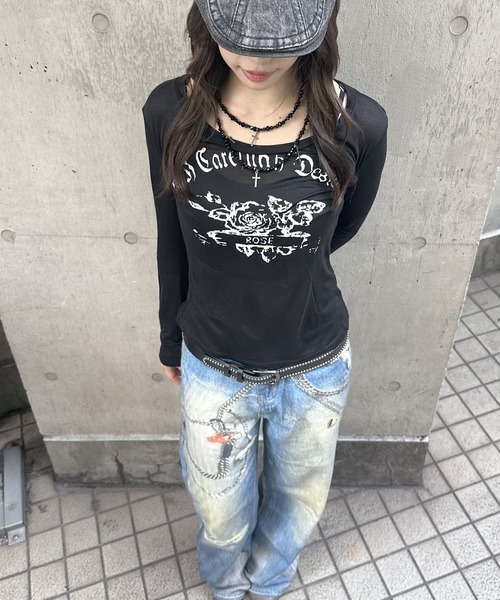 Judin（ジュディン）の「Denim print wide pants【JD】（デニムパンツ・レディース・ブルー・S/M）」の9枚目の写真