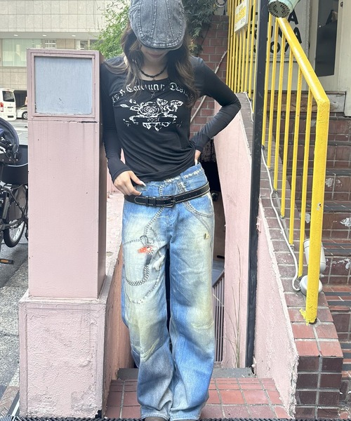 Judin（ジュディン）の「Denim print wide pants【JD】（デニムパンツ・レディース・ブルー・S/M）」の8枚目の写真