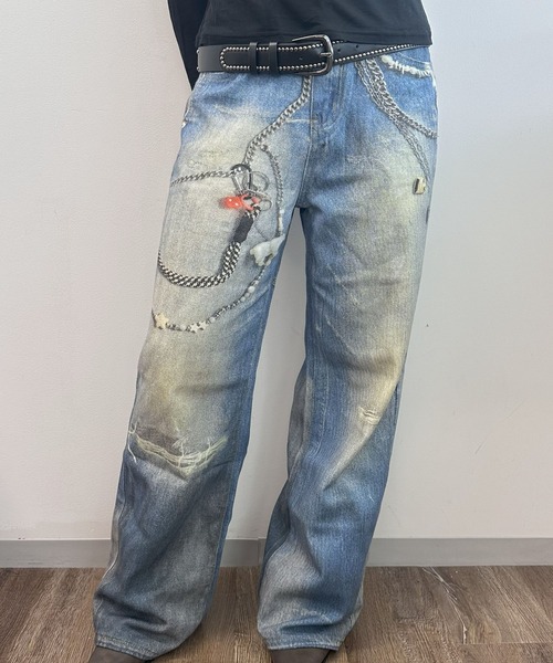 Judin（ジュディン）の「Denim print wide pants【JD】（デニムパンツ・レディース・ブルー・S/M）」の12枚目の写真