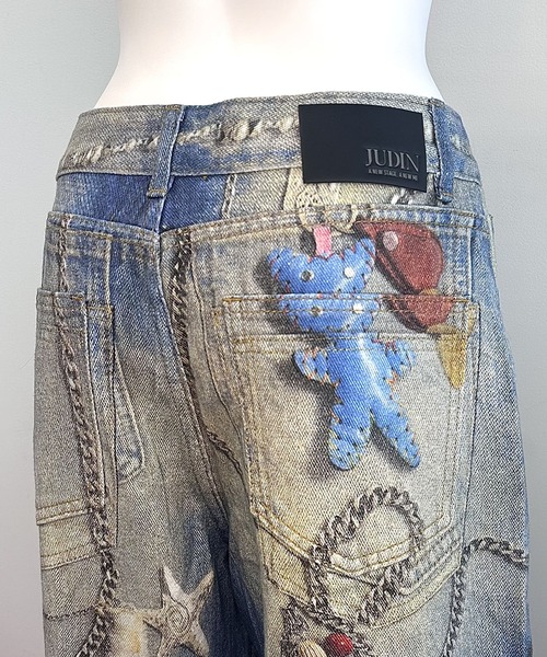 Judin（ジュディン）の「Denim print wide pants【JD】（デニムパンツ・レディース・ブルー・S/M）」の15枚目の写真