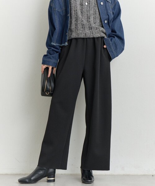 un dix cors（アンディコール）の「《オンオフ選ばず活躍》サンディカットジョーゼットカーブパンツ（スラックス・レディース・ブラック/オフホワイト/ライトグレー・FREE）」の2枚目の写真