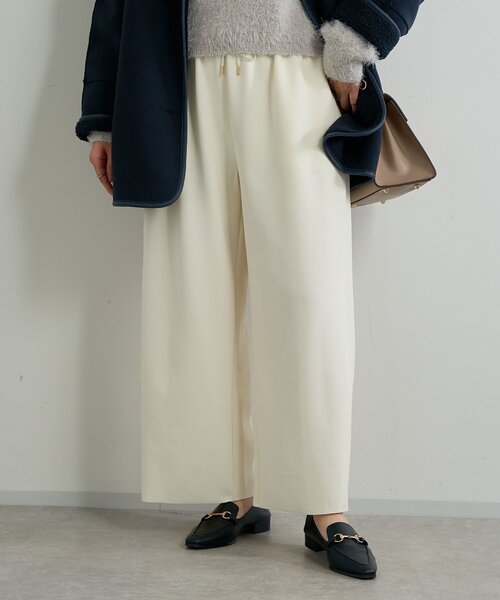 un dix cors（アンディコール）の「《オンオフ選ばず活躍》サンディカットジョーゼットカーブパンツ（スラックス・レディース・ブラック/オフホワイト/ライトグレー・FREE）」の5枚目の写真