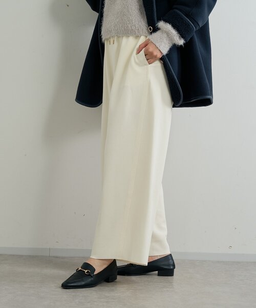 un dix cors（アンディコール）の「《オンオフ選ばず活躍》サンディカットジョーゼットカーブパンツ（スラックス・レディース・ブラック/オフホワイト/ライトグレー・FREE）」の6枚目の写真