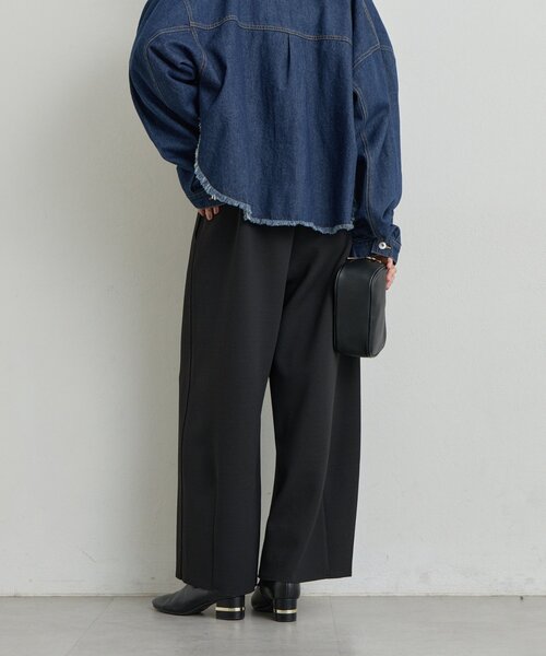 un dix cors（アンディコール）の「《オンオフ選ばず活躍》サンディカットジョーゼットカーブパンツ（スラックス・レディース・ブラック/オフホワイト/ライトグレー・FREE）」の9枚目の写真